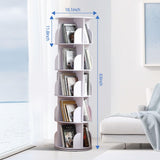 Rotating Bookshelf Tower, 360 Display Spinning Bookshelf, PVC Narrow Book Shelf Organizer, Corner Floor Standing Bookcase for Bedroom, Living Room, Study Room, Small Space (5 Tier) Buzleer