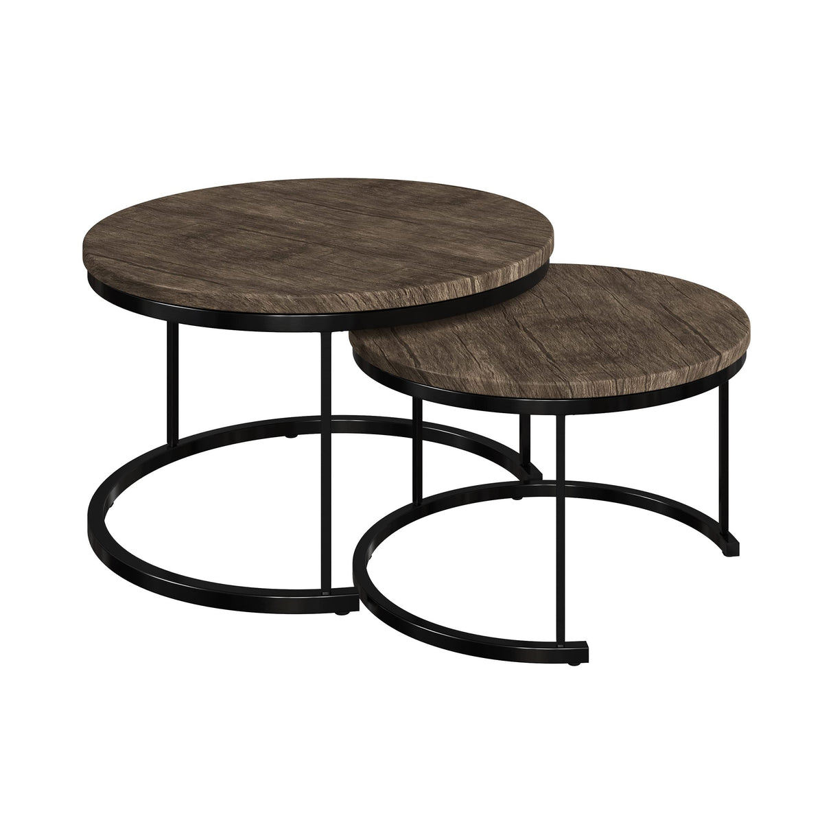 Lavish Home Round Coffee Table Set - 2-Piece Nesting Tables to Use Together or Separately - Modern Farmhouse Style (Gray-Brown) Lavish Home