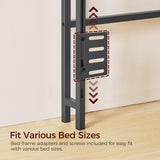 MAHANCRIS Queen Size Headboard Only, Headboard with 2 Outlets and 4 USB Ports, Farmhouse Headboard, with LED Lights, Secure Storage with Raised Fence, with Bed Frame Adapter, White and Black MAHANCRIS