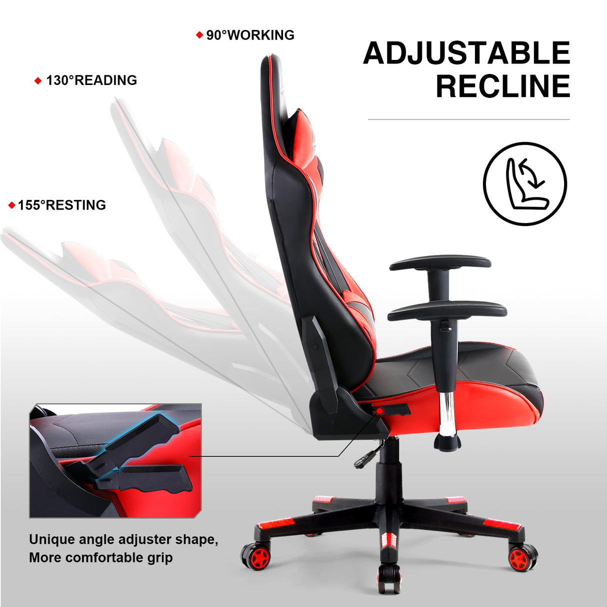 GTRACING Gaming Chair Racing Office Computer Ergonomic Video Game Chair Backrest and Seat Height Adjustable Swivel Recliner with Headrest and Lumbar Pillow Esports Chair (Red) GTRACING