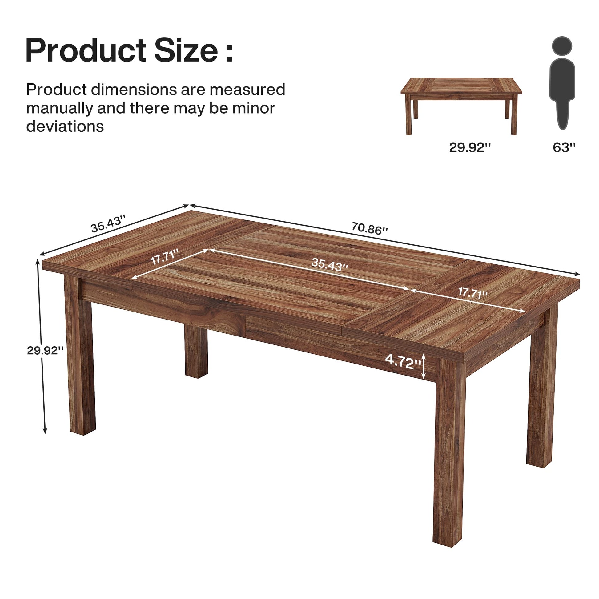 Tribesigns 70 Inch Large Desk, Wood Farmhouse Office Computer Desk Writing Study Desk for 1-2 Person, Executive Desk with Thickened Frame and Board - WoodArtSupply