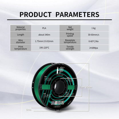 HP3DF PLA Filament, PLA Plus(PLA+), 3D Printer Filament, PLA Filament 1.75mm Dimensional Accuracy +/- 0.02mm, 1KG Spool (2.2 lbs), Fit Most FDM Printer (Silk Green PLA) - WoodArtSupply