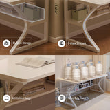 Extra Long OSCHF Desk with Bookshelf - 71" Modern Workstation for Home and Office in Warm White OSCHF