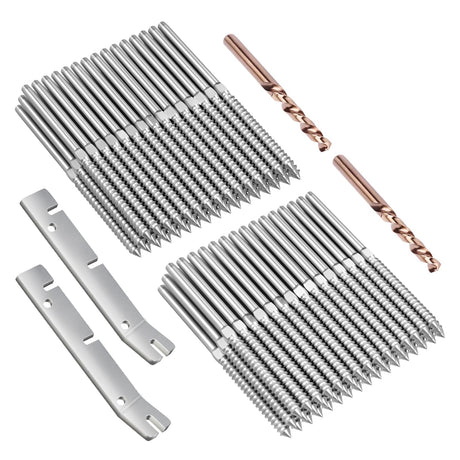 BLIKA 80 Pack T316 Stainless Steel Right&Left Handed Thread Swage Lag Screws for Wood Posts of 1/8" Stair Cable Railing Kit, Cable Railing Hardware with Wrench, DIY Wood Baluster BLIKA