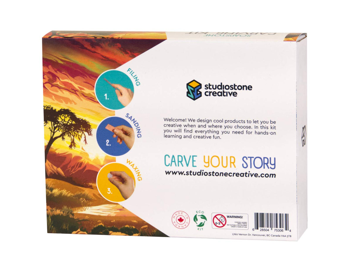 STUDIOSTONE CREATIVE Rhinoceros Soapstone Sculpture Stone Carving DIY Arts Crafts Kit Kids Adults STUDIOSTONE CREATIVE
