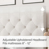 HOMBCK Twin Bed Frames for Kids, Upholstered Platform Bed Frame Twin Size with Tufted Headboard/Wood Slats/No Box Spring Needed/Easy Assemble, White HOMBCK