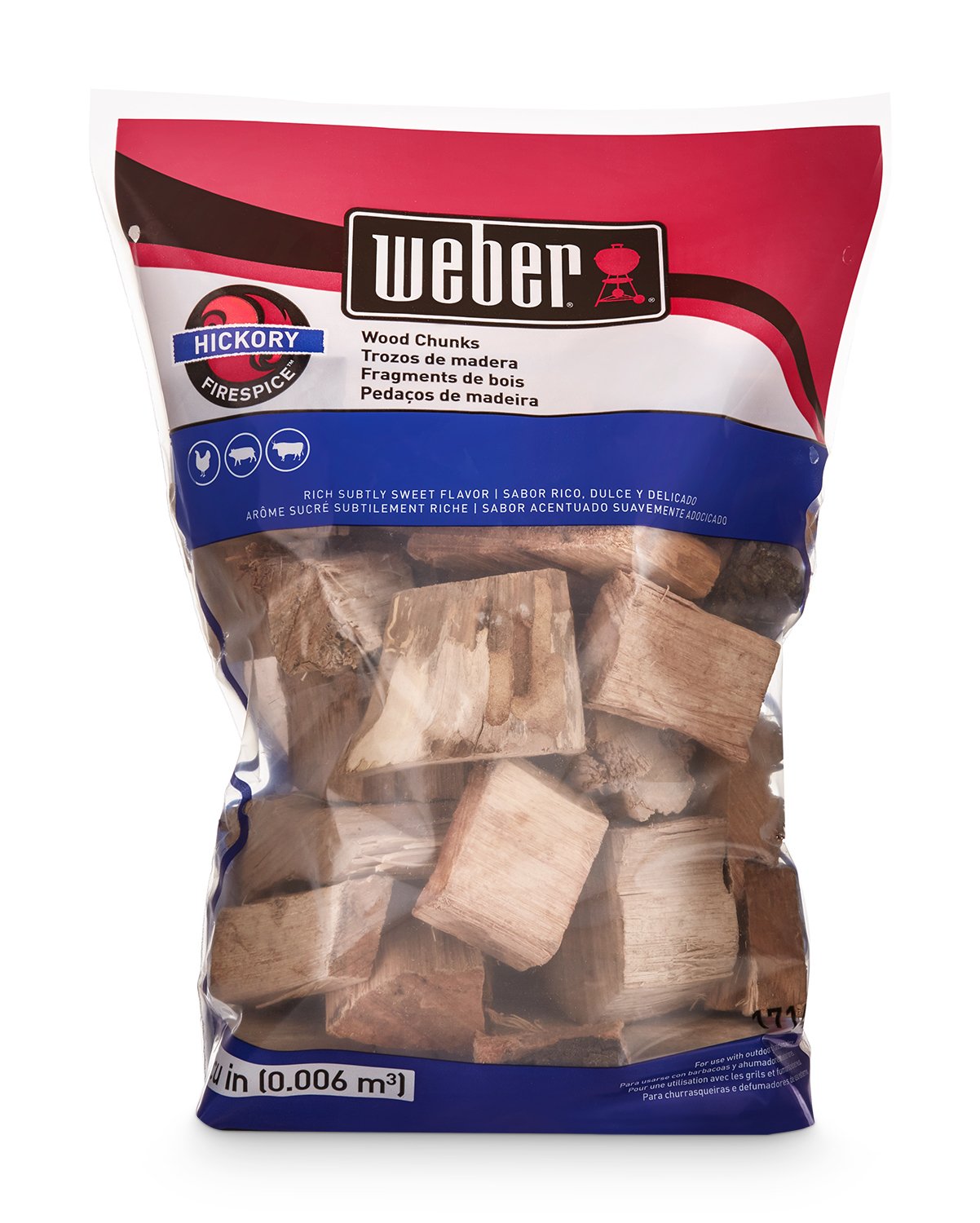 Weber Hickory Wood Chunks, for Grilling and Smoking, 4 lb.