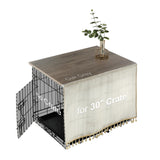 VIE DE AMAN Dog Crate Topper Wood for 48 42 36 24 inch Cages, Dog Crate Table Topper with Tassel Curtain, Rustic Style Dog Kennel Topper, Oak Grey(Dog Crate Not Include) VIE DE AMAN