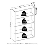 Furinno Basic Book Shelf, 4-Tier Bookcase with Open Shelf, Bookshelf, Cube Storage Organizer, 6 x 24 x 35, for Living Room, Bedroom, Home Office, Amber Pine Furinno