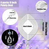 4Pack 8inch Sublimation Wind Spinner Blanks 3D Aluminum Metal Wind Sculpture Kinetic Spinners for Yard and Garden Indoor Art Ornaments Hanging Decoration (Pointy Oval) WindMage