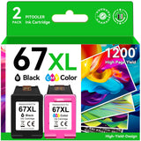 67XL Ink Cartridges Black Color Combo Pack, P𝗶tooler Compatible for HP Ink 67 Compatible for DeskJet 2755e 2855e 2700 4155e 2800e 2700e 2734e 4255e Compatible for Envy 6055e 6000 6455e Printer Pitooler