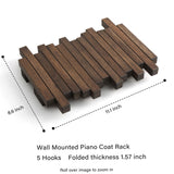 GOGREEBELL Natural Wood Wall Mounted Piano Coat Rack| Coat Rack Wall Mount| Flip Down Wall Hook Rack 3 Hooks| Entryway Wall Art Hook,Made of Acacia Wood (Dyed with Wood Wax Oil).Wall Art GOGREEBELL