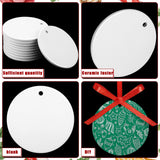 Sublimation Ceramic Ornaments 2.75 Inch Round White Ceramic Christmas Ornaments DIY Blank Hanging Ornaments Ceramic Personalized Tree Ornaments with Red Satin Ribbon (10 Pieces) Patelai