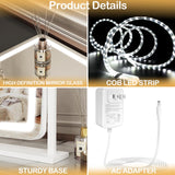 Lighted Makeup Mirror, Hollywood Vanity Mirror with Lights, Three Color Lighting Modes, and Detachable 10X Magnification Mirror, Smart Touch Control, 360°Rotation (15.2in. Gold) Gvnkvn