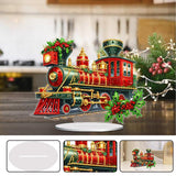 POETRYDRAW Diamond Art Ornament Desktop Kit Christmas Train, DIY Stand Up Acrylic Diamonds Painting Ornament for Adults, 5D Special Diamond Gem Craft Tabletop Placement Board Kit POETRYDRAW
