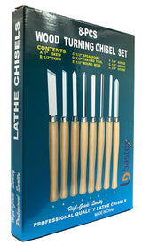 Bastex Professional Quality Wood Turning Chisel 8 pcs Set Included Lathes: 2 Skew 1 Spear Point 1 Parting 1 Round Nose & 3 Gouge Tools for Wood Working Professionals or Hobbyist. Starter Pack Kit Bastex