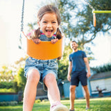 INTEX 44121E Heavy Duty Backyard Three Feature Swing Set: Includes Two Height Adjustable Swings and Glider – Plastisol-Coated Chain – Rust-Resistant Steel Frame – Anchor System – Easy Assembly Intex