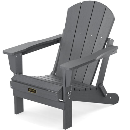 SERWALL Adirondack Chair for Patio Garden Outdoors Fire Pit- (Folding Gray) - WoodArtSupply