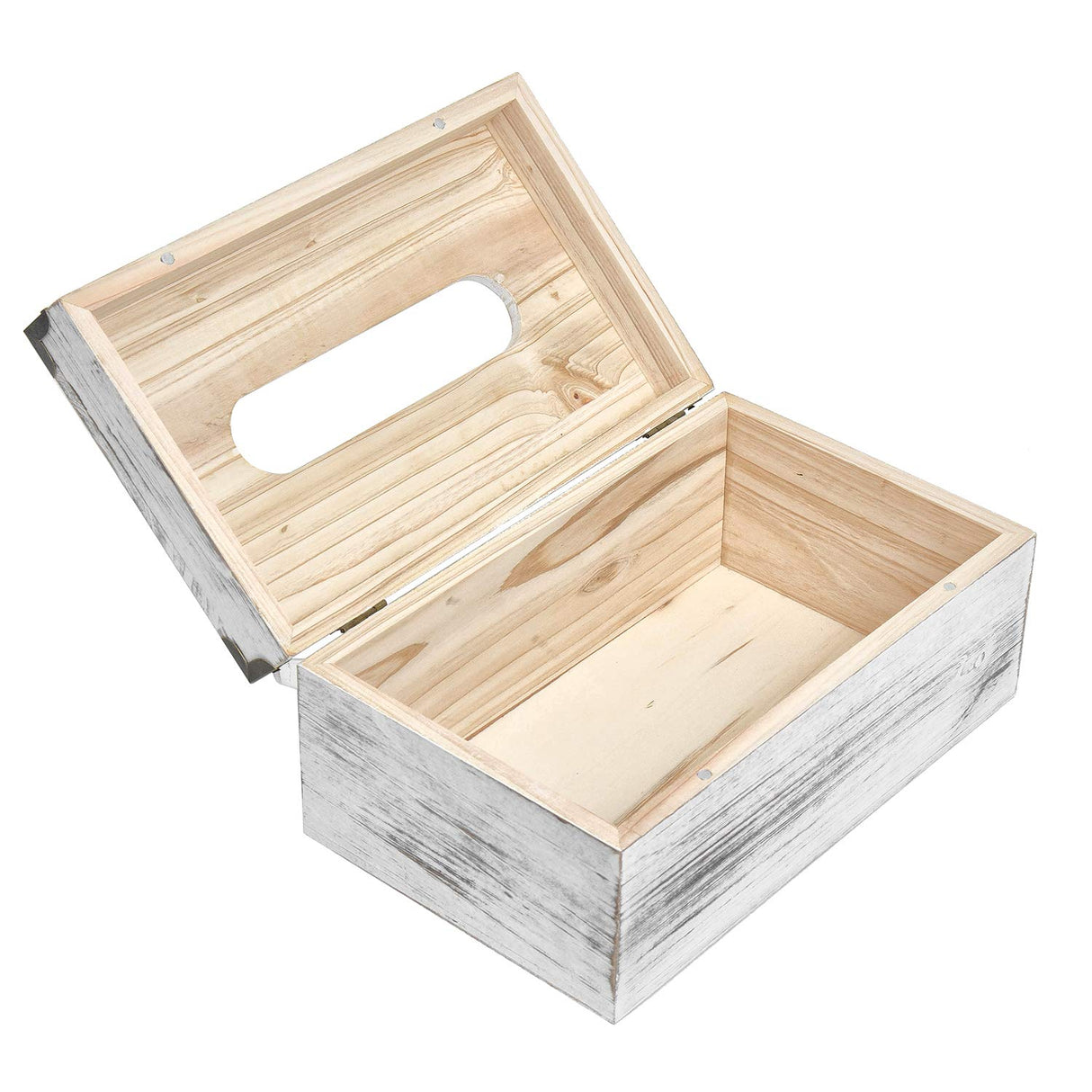 Distressed Wooden Rustic Facial Tissue Box Holder Tissue Box Cover Napkin Dispenser for bathroom Living room dining room bedroom toilet (Washed white) VERGOODR