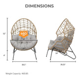 Grand patio Boho Stationary Wicker Egg Chair, Outdoor Wicker Nordic Oversized Egg Chairs with Cushion Backyard Back Porch, Tan Grand patio