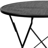 Flash Furniture Oia Commercial Grade 30" Round Black Indoor-Outdoor Steel Folding Patio Table Flash Furniture