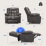 FLEXISPOT XL51 Dual OKIN Motor Power Lift Recliner Chair for Elderly, Lay Flat Electric Recliner with Massage & Heat, USB Ports, Faux Leather Reclining Sofa for Living Room Bedroom, Black FLEXISPOT