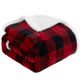 Touchat Sherpa Red and Black Buffalo Plaid Christmas Twin Blanket 60" X 70", Fuzzy Fluffy Soft Cozy Throw Blanket, Fleece Flannel Plush Microfiber Blanket for Couch Bed Sofa Touchat