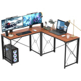 VECELO 59"x59" L Shaped Desk for Computer Gaming Multi-Usage Long 2 Person Table for Home Office Sturdy Writing Workstation, Easy Assembly/Saving Space, Rustic Brown VECELO