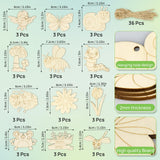 Catephe Unfinished Wood Crafts, 36 Pcs Wooden Crafts to Paint, 12 Styles Blank Wooden Spring Ornaments to Paint, Butterfly Dragonfly Snail Flower Shape for DIY Crafts Home Decoration Craft Project Catephe