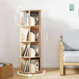 Buzleer 4-Tier Rotating Bookshelf Tower – Space-Saving Solid Wood Book Organizer for Small Spaces Buzleer