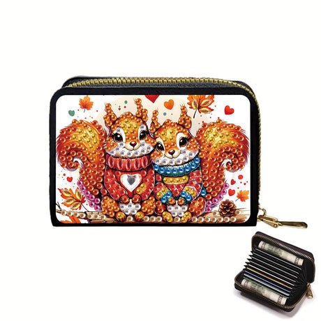 JISHSHAY Diamond Painting Credit Card Holder Squirrel Diamond Art Credit Card Wallet Squirrel Gem Art Wallet Gem Painting Coin Purse Mosaic Kits for Adults Billfold Animal Embroidery Kit Billfold JISHSHAY