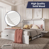 ijuicy Murphy Bed Queen with Foam Mattress, Convenient Murphy Bed Cabinet with Charging Station & Storage Board, Bed That Folds into Cabinet with Large Storage Drawer for Bedroom,Guest Room(White) ijuicy