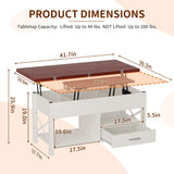 Lift Top Coffee Table, 4 in 1 Coffee Tables with Storage Cabinet for Living Room, Coffee Table with Lifting Top with Wooden Lift Tabletop, Convertible Coffee Table for Living Room,Home Office,Espresso DUDUSHIMAN