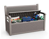 EasyUp 80 Gallon Outdoor Storage Bench, Waterproof and Lockable Deck Box Outdoor Storage Furniture for Patio,Garden,and Porch – Perfect for Storing Garden Tools and Cushions(Gray) EasyUp