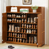 sasygfi Bamboo Shoe Storage Cabinet with Doors, 7 Tier Freestanding Shoes Heels Sneakers Shoe Rack Shelf for 36-40 Pairs, Entryway Shoe Cabinet with Drawers for Hallway Living Room sasygfi