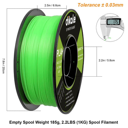 Dikale PLA+ 3D Printer Filament Luminous Green, 1.75mm No Tangle, Net Weight 2.2lbs Spool (1kg）, PLA Pro Plus, Green with Glow in The Dark Effect - WoodArtSupply