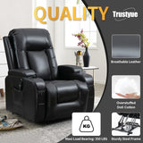 Trustyue Power Lift Recliner Chair with Heat and Massage, Lift Chairs for Standing Assistance, 2 Cup Holders, 4 Pockets, USB Charge Port, Breathable Leather Black Trustyue