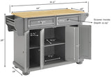 Crosley Furniture Full Size Wood Top Rolling Kitchen Island Storage Cart, Microwave Stand, Spice Rack, Gray Crosley Furniture