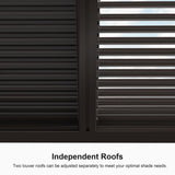 PURPLE LEAF Outdoor 12' × 14' Louvered Pergola with 12FT Detachable Louver Wall Patio Adjustable Aluminum Canopy Retractable Metal Roof for Deck Outside Backyard Hardtop Gazebo Sun Shade PURPLE LEAF