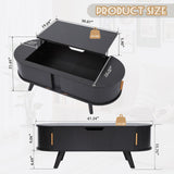 Bifins Lift Top Coffee Table with Storage,47.2" Oval Coffee Table with Sliding Tambour Door,Mid Century Modern Coffee Table with Lifting top for Living Room (Black, Tambour Door) Bifins