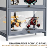 MoNiBloom 3-Tier Display Cabinet with Acrylic Doors, 42” Transparent Curio Display Case, Toy Organizers Rack & Storage Shelf for Living Room MoNiBloom