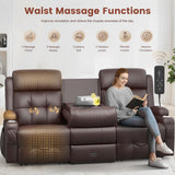 Recliner Sofa, Massage Reclining Sofa 3 Seater Sets Heavy Weight Capacity, RV Loveseat Couch Clearance with Flip Back Console, Storage, Cup Holders, Wall Hugger Reclining Couch for Living Room Aotolo