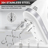 Lord Eagle Hand Mixer Electric 400W, 5 Speed handheld Mixer, 5 Stainless Steel Accessories for Baking Cake Egg Cream Food Beater, Turbo Boost/Self-Control Speed + Eject Button (White) Lord Eagle