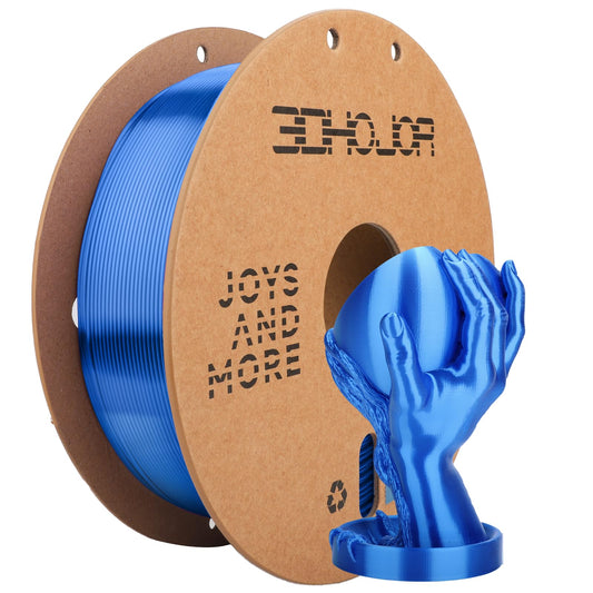 3DHoJor Silk PLA Filament 1.75mm, Silk PLA 3D Printer Filament, 2.2 LBS (1KG) Cardboard Spool, Fit Most FDM 3D Printer, Silk Blue