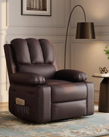 Manual Recliner Chair Sofa, Oversized PU Leather Recliner, Comfy Armchair for Living Room or Bedroom, Reclining Chair, Leather Recliner Chair for Adults, Gaming Sofa Chair (Dark Brown) GarveeLife