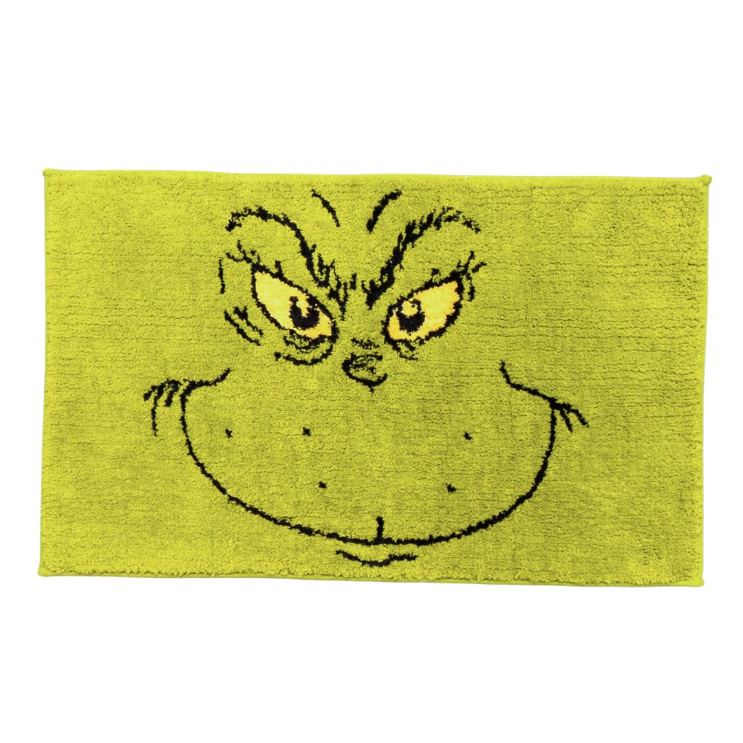 Franco Collectibles Grinch by Dr. Seuss Holiday & Christmas Non Slip Plush Poly Knit Bathroom Mat Rug, 21x34, (Officially Licensed Product) Franco