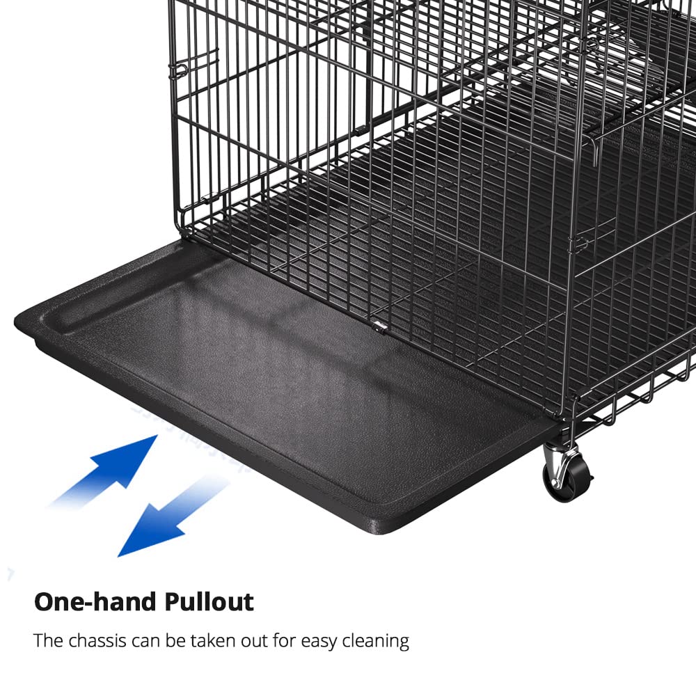 PawGiant 4-Tier Cat Cage 51 Inch Cat Crate Kennel Enclosure Playpen Large Metal Pet Cat Kitten Ferret Animal House Cage Indoor Outdoor with 2 Doors & 1 Hammock PawGiant