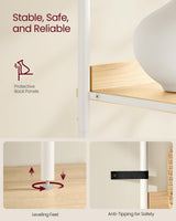 VASAGLE 6-Tier Bookcase, Slim Bookshelf with PC Door, Freestanding Storage Shelf with Metal Frame, Adjustable Shelf, for Living Room, Oak Beige and Pearl White ULLS123W57 VASAGLE