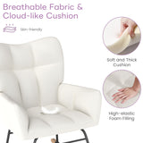 Murago Rocking Chair Nursery, Nursery Rocking Chairs, Baby Rocker, Glider Rocker, Safety Anti Tip Design, 440 Lb. Capacity, Cotton Fabric Cover, White Murago