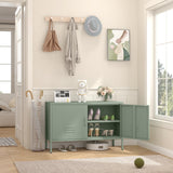 IRONFFICE Metal Storage Cabinet,TV Stand Locker Cabinet,Wide Metal Accent Cabinet with 2 Door,2-Tier Lockable Storage Cabinet,Green IRONFFICE